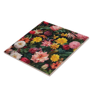Floral Watercolor Vintage Trendy Collection Ceramic Tile