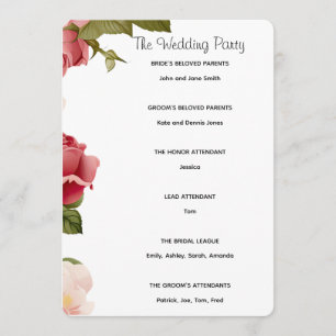 Floral Watercolor Wedding Ceremony Program Pink