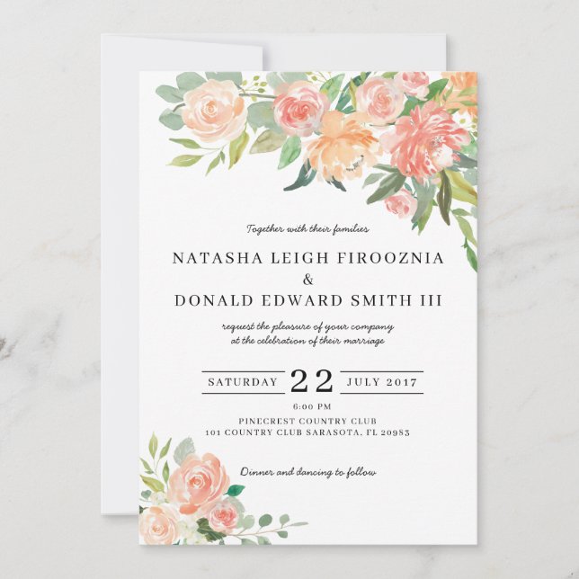 Floral Watercolor Wedding Invitation (Front)