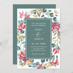 Floral watercolor wedding invitation