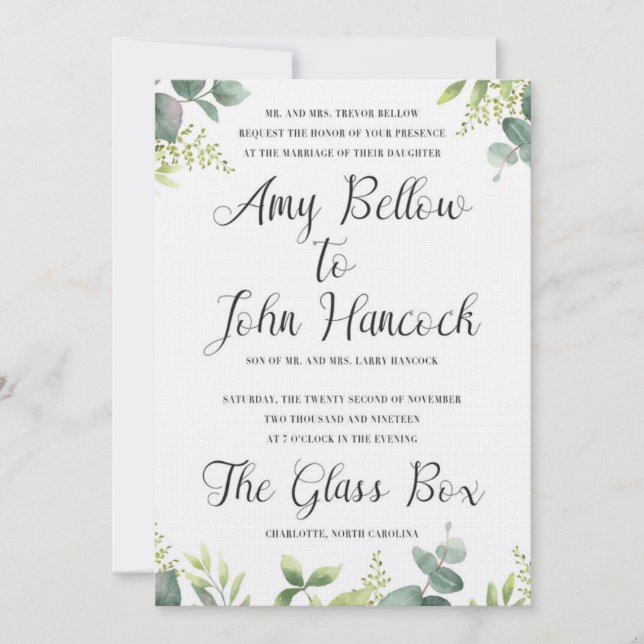 Floral Watercolor Wedding Invitation (Front)