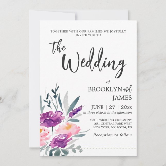 Floral Watercolor Wedding Invitations (Front)