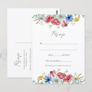 Floral Watercolor Wedding RSVP Postcard