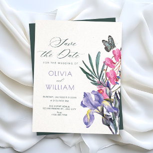 Floral watercolor wedding save the date