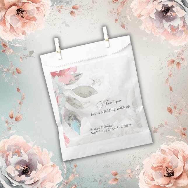 Floral watercolor wildflower rose peony wedding favour bag (Creator Uploaded)