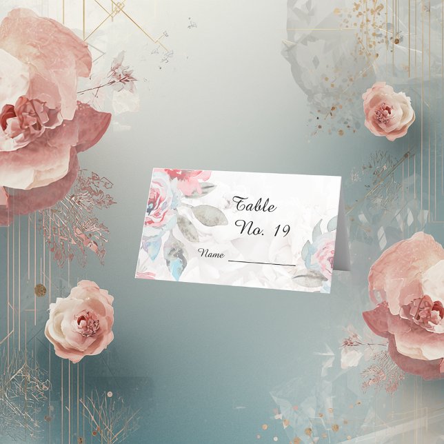 Floral watercolor wildflower rose peony wedding place card (Creator Uploaded)