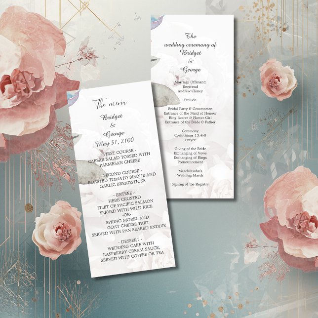 Floral watercolor wildflower rose peony wedding program (Creator Uploaded)
