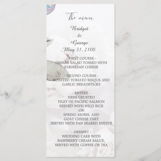 Floral watercolor wildflower rose peony wedding program (Front)