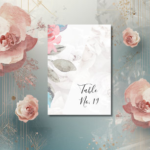 Floral watercolor wildflower rose peony wedding table number