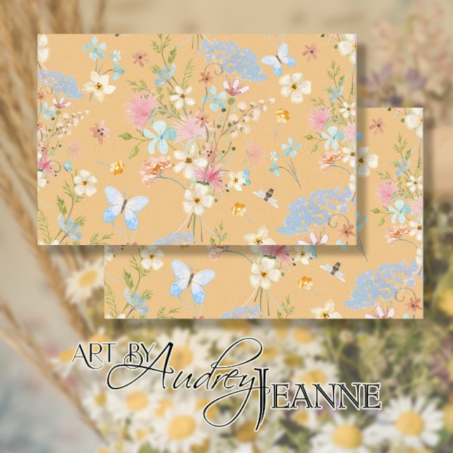 Floral Watercolor Wildflowers Butterfly Decoupage Tissue Paper (Creator Uploaded)