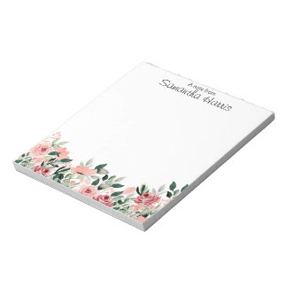 Floral Watercolor Wildflowers Custom Name Notepad