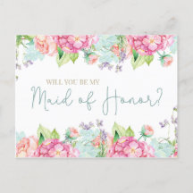 Floral Watercolor Will You Be My Maid of Honour?
