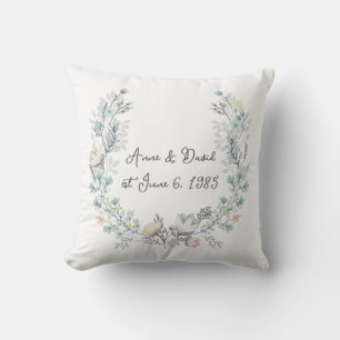 Floral Watercolor Wreath Cushion