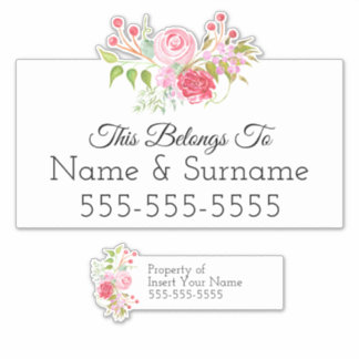 Floral watercolor wreath | Custom name tag label