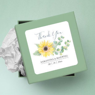 Floral Watercolor Yellow Sunflower Favour Stickers