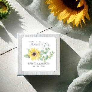 Floral Watercolor Yellow Sunflower Favour Stickers