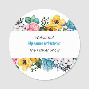 Floral Watercolors Name Tag