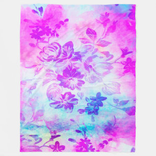 Floral Watercolors Painting Fleece Blanket