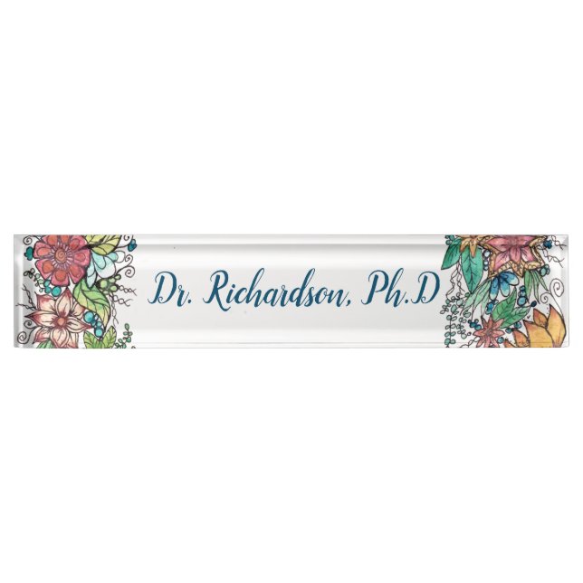 Floral watercolour art nameplate (Front)