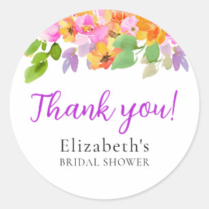 Floral Watercolour Boho Fall Bride Shower Classic Round Sticker