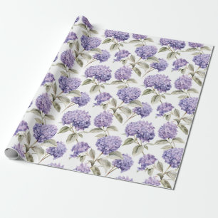 Floral watercolour - Lavender Purple Hydrangeas Wrapping Paper
