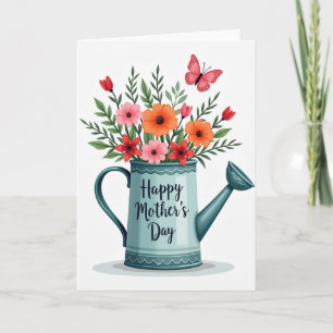 Floral Watering Can Mothers Day Card