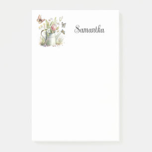 Floral Watering Can Personalised  Post-it Notes