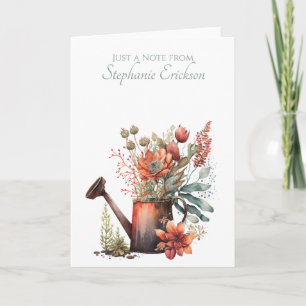 Floral Watering Can Personalized Stationery Note Card