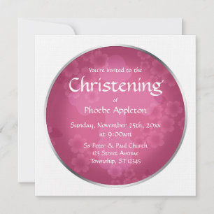 Floral Watermark Fuchsia Christening Invitations