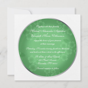 Floral Watermark Jade Green Wedding Invitations