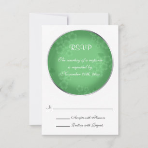 Floral Watermark Jade Green Wedding RSVP Cards