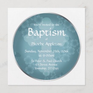 Floral Watermark Slate Blue Baptism Invitations