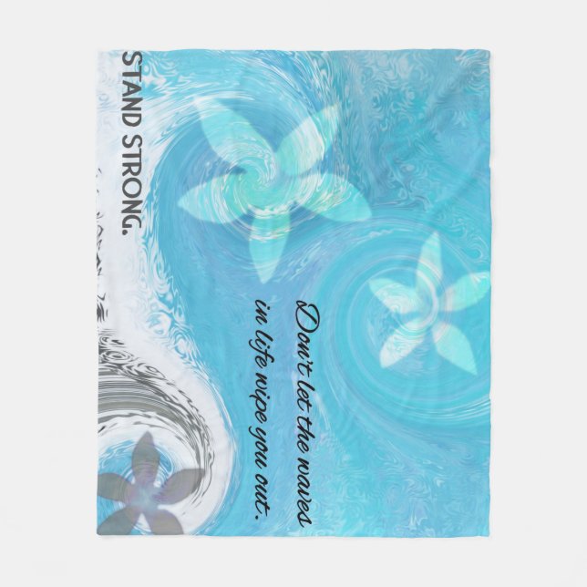 Floral Wave With Quote Fleece Blanket (Front)