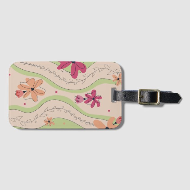 Floral waves  luggage tag (Front Horizontal)