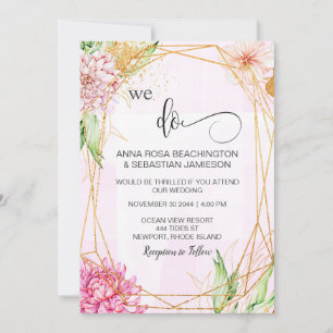 *~* Floral WE DO  Geometric RSVP AR15 QR Wedding Invitation