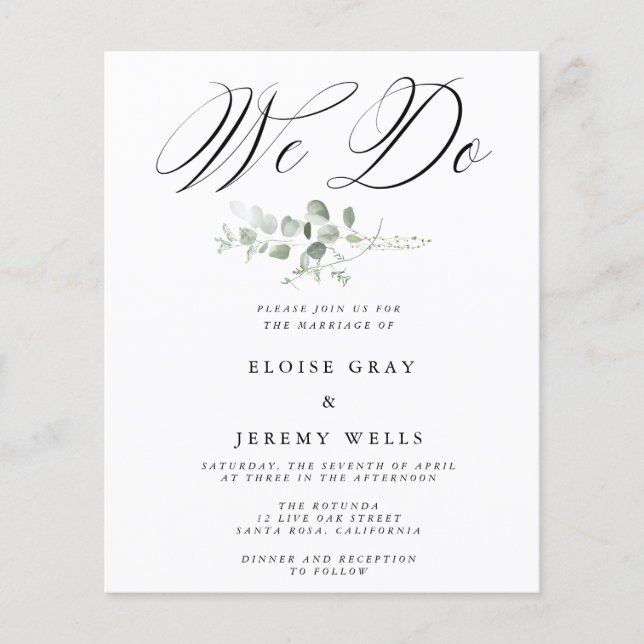 Floral We Do Wedding Invitation (Front)