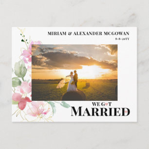 Floral We got married Wedding announcement  Postcard