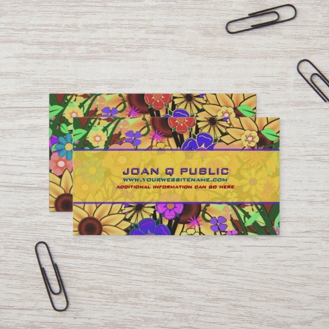 Floral Weave Pattern Business Card (Front/Back In Situ)