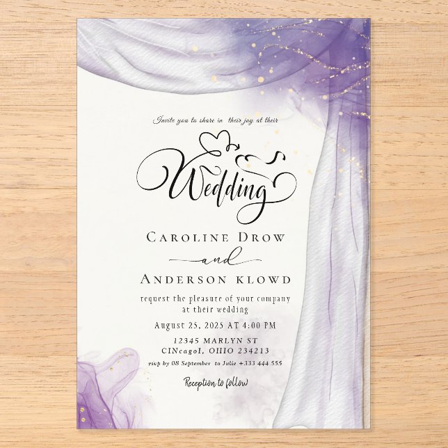 Floral Wedding Acrylic Invitations (Front)