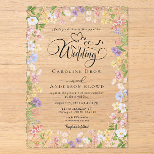 Floral Wedding Acrylic Invitations