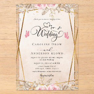 Floral Wedding Acrylic Invitations