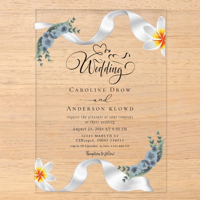 Floral Wedding Acrylic Invitations (Front)