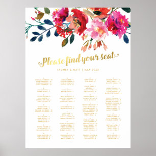Floral Wedding Alphabetical Table Seating Chart