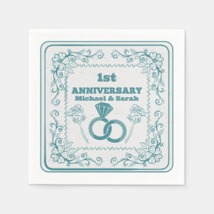 Floral wedding Anniversary Customisable year Napkin