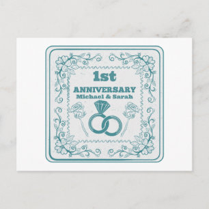 Floral wedding Anniversary Customisable year Postcard