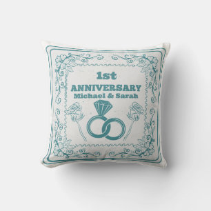 Floral wedding Anniversary Customizable year Cushion