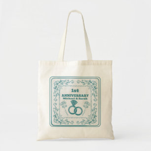 Floral wedding Anniversary Customizable year Tote Bag