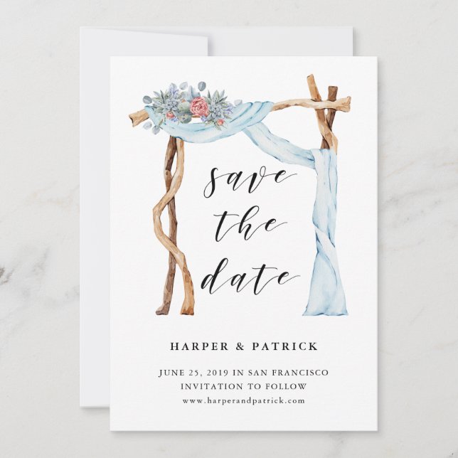 Floral Wedding Arch | Watercolor Save the Date (Front)