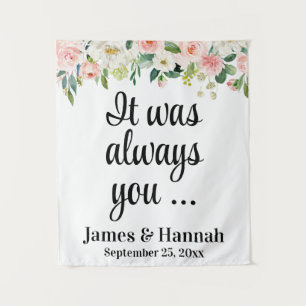 Floral Wedding Backdrop Reception Photo Booth Prop Tapestry