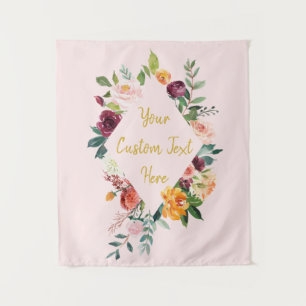 Floral Wedding Backdrop Reception Photo Booth Prop Tapestry